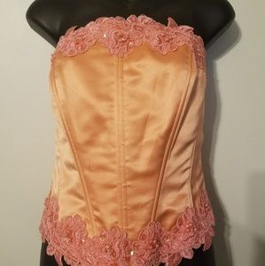 Corset Top Beautiful Sexy Beaded Decals Sz Large